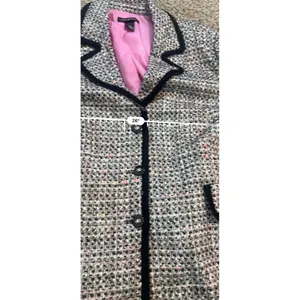 Lane Bryant Womens Plus Size 28‎ Tweed Blazer Multi Color Black Trim Pink Lining thumbnail 4