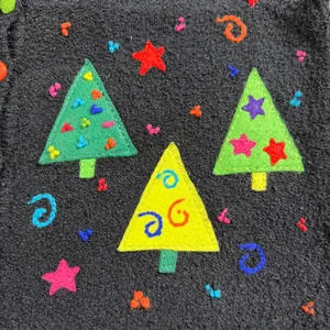 Vintage 2000 Christmas Sweater‎ Vest Womens Medium Trees Black Marisa Christina thumbnail 3