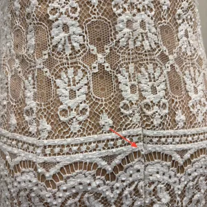 VTG 90s NiteLine White Lace Beaded Tan Mini Dress 2‎ Bridal Goth Witchy Coquette thumbnail 14