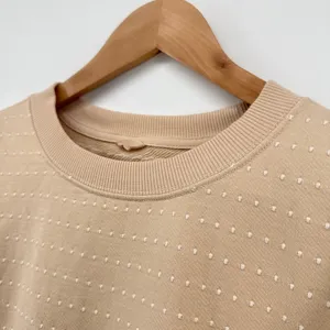 Aerie Women's Tan Textured Dot Crewneck Sweatshirt XL Oversized Comfy Athleisure thumbnail 3