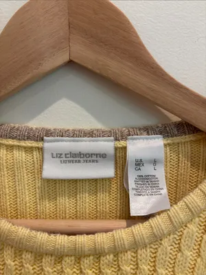 Vtg Liz Claiborne Sweater 100% Cotton Colorblock Cable Knit Size Large thumbnail 5