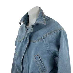 Brandy Melville Women's Collared Long Sleeve Crop Trucker Denim Coat Jacket Sz M thumbnail 2