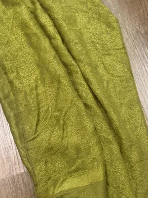 pashmina Olive Green Fringed Wrap Scarf thumbnail 2
