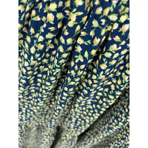 HYFVE Dress‎ Women S Navy Yellow Floral One Shoulder Smocked Tiered Midi thumbnail 6