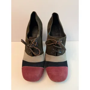 Tory Burch Stella Oxford Pumps Size 8.5 Color Block Suede Chunky Heel Lace Up thumbnail 3