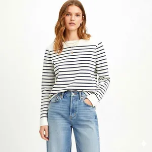VTG Ralph Lauren Petite Womens PL‎ Striped Long Sleeve Preppy Y2K Top Navy White thumbnail 10