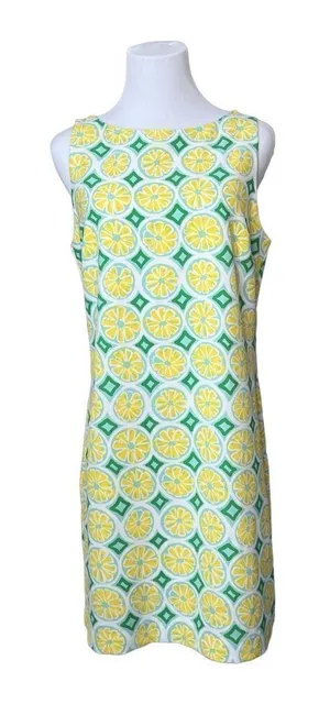 Sail to Sable Lemon Print‎ Sleeveless Shift Dress MEDIUM Diamond Colorful thumbnail 1