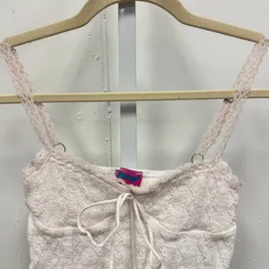 Edikted White Pointelle Knit Lace Trim Crop Camisole Top XS Coquette Y2K Stretch thumbnail 3
