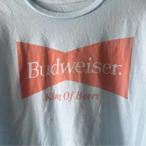 American Eagle Light Blue Budweiser Cropped T Shirt Size Large thumbnail 2