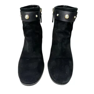 Kate Spade Morgan Pearl Booties Women’s 6B Black Suede Block Heel KE796 thumbnail 3