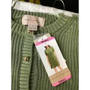 French Connection Womens Olive Green Ribbed Button Front Sweater Dress Small NEW thumbnail 2