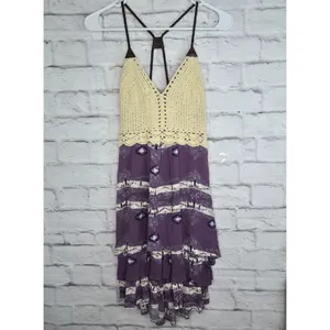 NWT Boot Barn Shyanne Crochet Boho Dress Purple Southwestern Aztec Festival S thumbnail 2