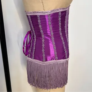 Elegant Purple Corset with Fringe thumbnail 4