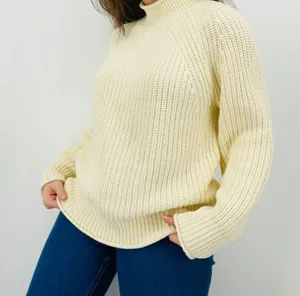 j. crew ivory chunky knit mockneck sweater size M thumbnail 2