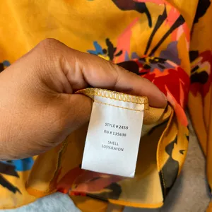 Hutch Anthropologie Yellow Floral Boho Sheer Blouse Ruffle VNeck Poet Sleeves XS thumbnail 5