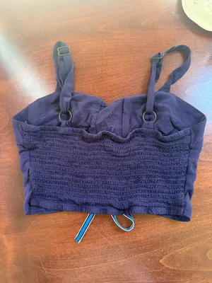 XHILARATION Navy Blue Lace Up Corset Style Crop Top Tank Size Small thumbnail 3