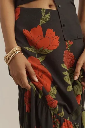 Farm Rio A-Line Floral Maxi Slip Skirt, Size XS thumbnail 4