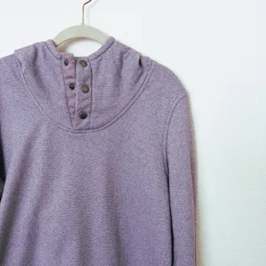 [The North Face] Purple Knit Stitch Fleece Hoodie Snap Button Mock Neck Sz Large thumbnail 5