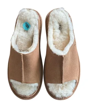 UGG Slippers Mens Size 6 Brown Suede Shearling‎ Lined Mule Slip On Comfort thumbnail 1