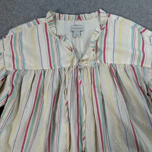Peyton & Parker Tiered Ruffle Sleeve Babydoll Top Women's Large Stripe Metallic thumbnail 3