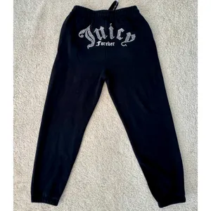 Juicy Couture Forever 21 Black Jogger Sweatpants Bling Logo Sz M/L thumbnail 3