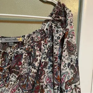 Figueroa & Flower Women's Size Large Midi Dress Boho Paisley Floral Off Shoulder thumbnail 6