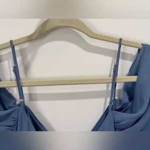 Lulus Lost In The Romance Chiffon Gown Slate Blue Small Prom Bridesmaid Formal thumbnail 13