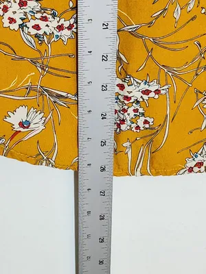 Gigio Mustard Yellow Boho Peasant Blouse Floral and Stripe Print Size Large thumbnail 8