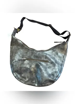 Silver Metallic Crescent Shoulder Bag NWT Slouchy Hobo Adjustable Strap thumbnail 3