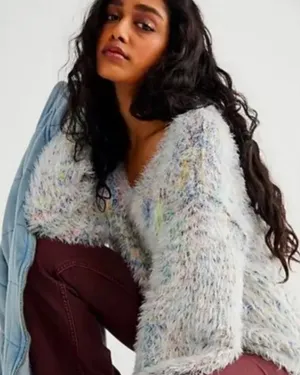 New Free People Gemini Fuzzy Confetti Oversized Sweater thumbnail 2