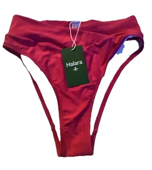Halara Bikini Bottom -High Rise Red Women's Size Small thumbnail 1