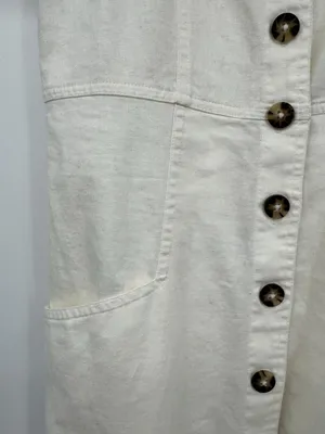 MADEWELL Linen-Cotton Puff-Sleeve Summer A-line Dress Sz 2 White Summer Retro thumbnail 8