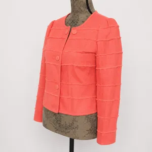 J. Crew Cropped Coral Frayed Tiered Blazer Sz. 2 Prep Business Casual thumbnail 9