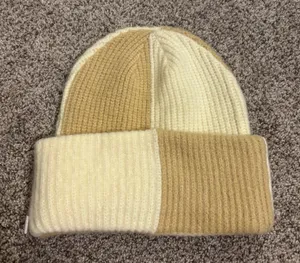Amazon Two-Tone Knit Beanie - Cream and Tan thumbnail 1