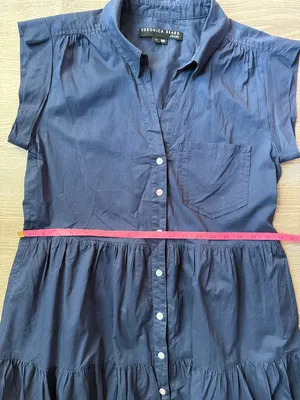 VERONICA BEARD Trisha Tiered Button-Front Mini Shirtdress Medium thumbnail 12