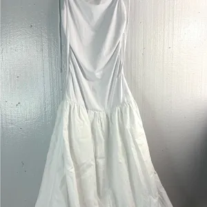 Beautiful S Elegant Drop Waist White Puff Hem Gown Dress thumbnail 2
