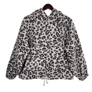 American Eagle Outfitters Animal Print Leopard Sherpa Fleece Hoodie Sweatshirt thumbnail 2