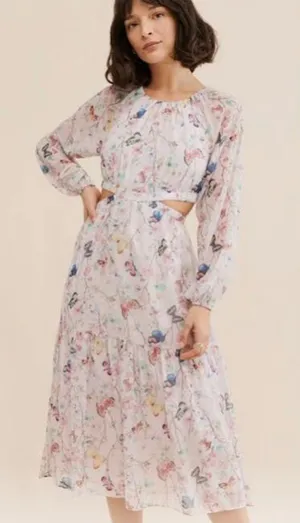 Steve Madden NWT Cadi Butterfly Floral Chiffon Whimsical Fairy Cutout Dress XS thumbnail 1