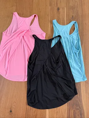 3 Lululemon Tanks Relaxed Fit T Back Pink Blue Black 10 thumbnail 5