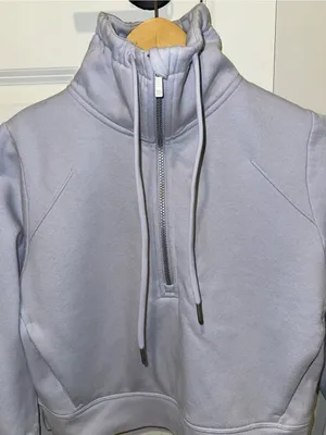 All In Motion Lavender Quarter-Zip Cropped Pullover Hoodie thumbnail 1