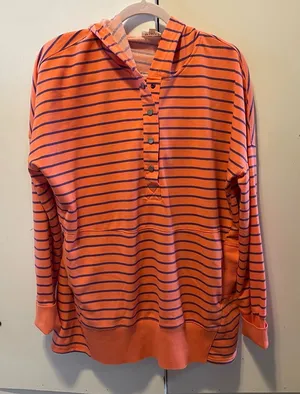BiBi Orange and Purple Striped‎ Lightweight Hoodie Size M thumbnail 1