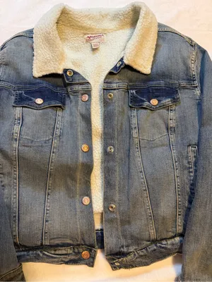 Arizona Jeans Light Blue Denim Jacket with White Sherpa thumbnail 3