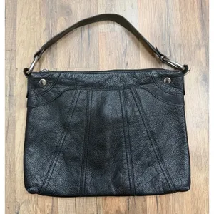 HOBO International Black Pebbled Leather Shoulder Hobo Bag Purse Zip thumbnail 1