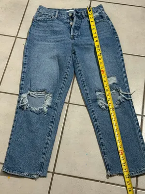 Pacsun Women Streetwear High-Rise‎ Straight Distressed Blue Denim Jeans size 26 thumbnail 7