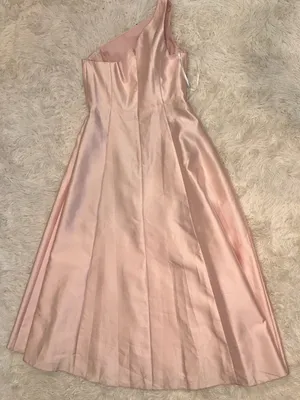 NEW Alfred Sung One-Shoulder A-Line Gown Handworked Floral Appliqué Blush Sz 14 thumbnail 6