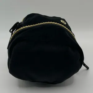 Lululemon Black Velour Nano Backpack Bag Charm with Golden accents thumbnail 2