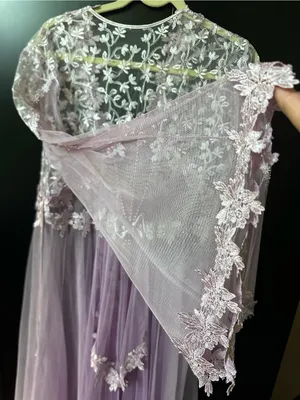 Embroidered Sheer Lace Robe in Light Lavender - Elegant Layering M thumbnail 13