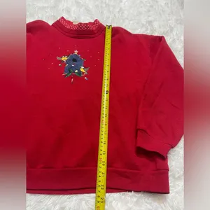 Vintage Morning Sun red birds Christmas lights holiday sweatshirt Medium Petite thumbnail 6