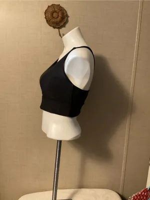 Women's Black Scoop Sports Bra with Wide Support Band thumbnail 5