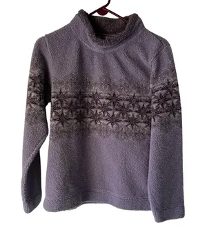 Cabelas Fleece Pullover Vintage S/P Purple Lavender Star Print Mock Neck Sweater thumbnail 1